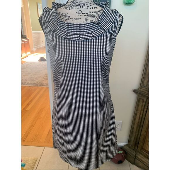 TALBOTS Gingham Check Pleated Ruffle Tank Dress - Picture 1 of 9